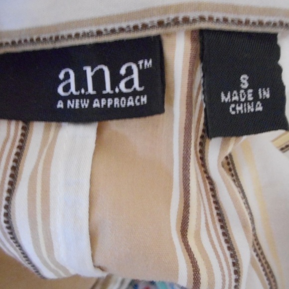 Beige white button front casual cotton Sz S a.n.a. - Picture 4 of 6